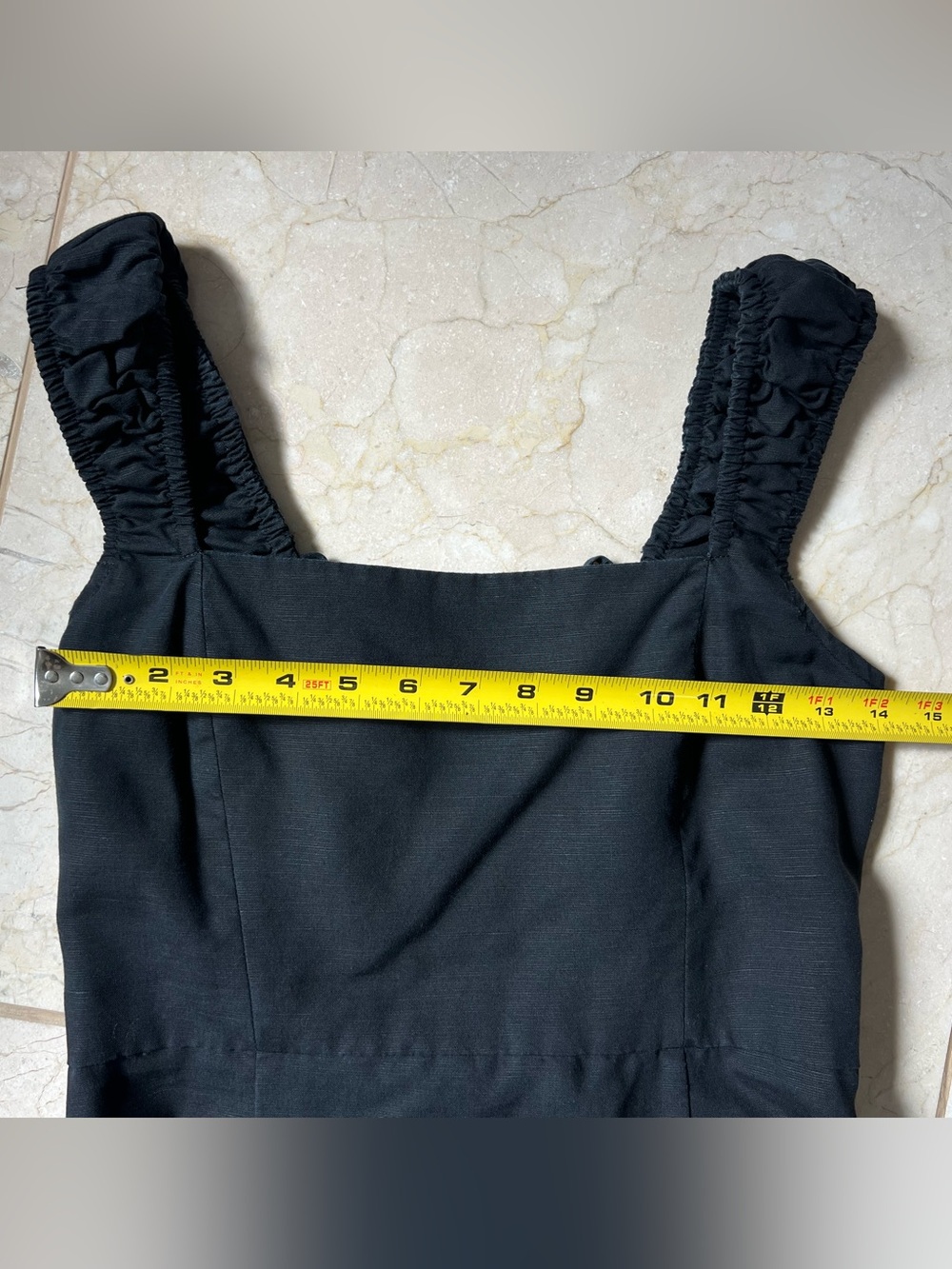 Zara Black Linen-Blend Maxi Dress Lace-Up Tie Back Square Neck Side Slit Medium - Picture 8 of 12